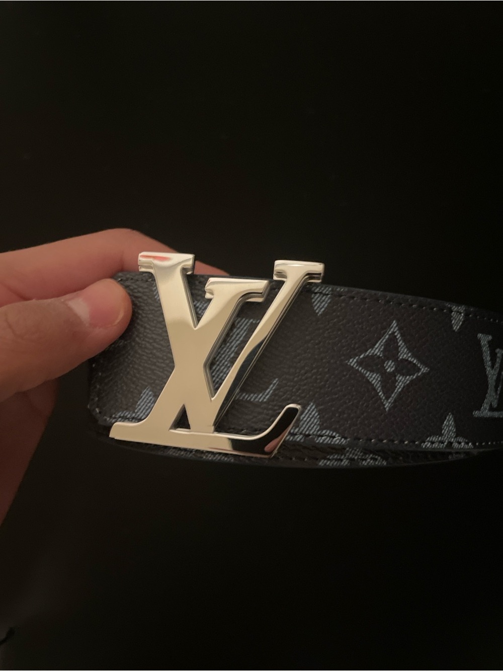 Louis Vuitton Men’s Monogram LV Buckle Belt in Black and Gray SEND OFFERS